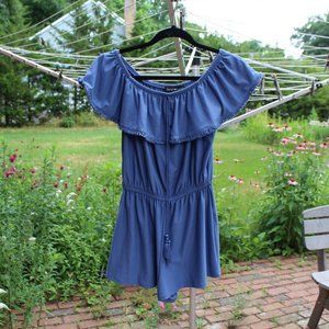 Derek Heart Blue Off The Shoulder Romper
